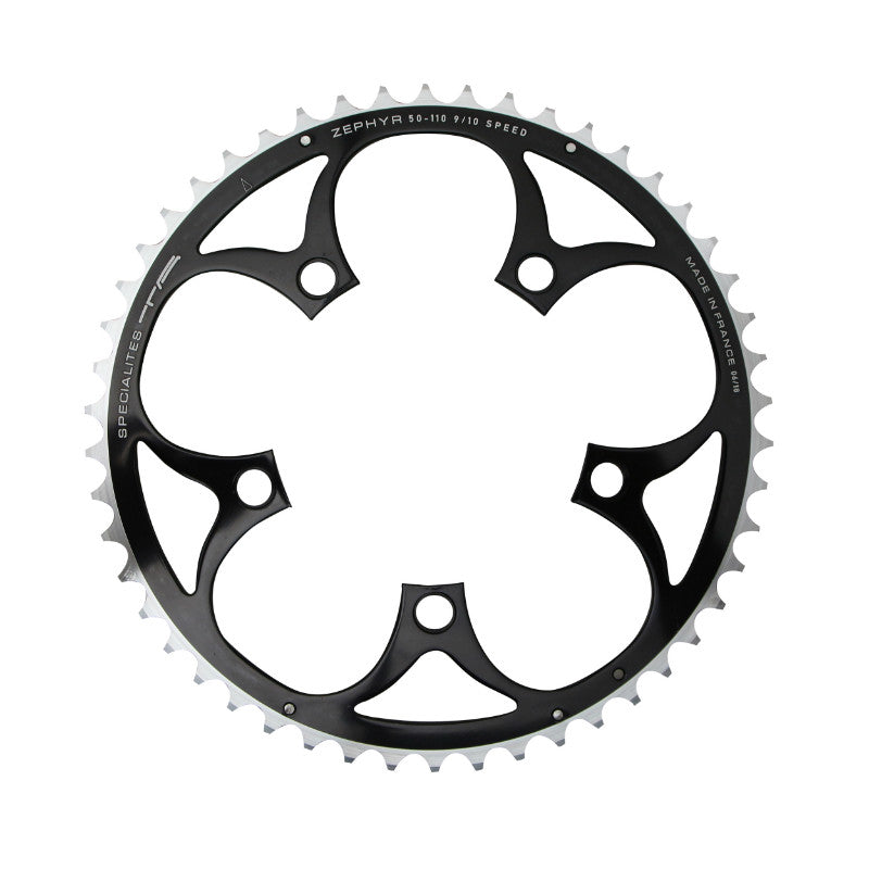 Plateau Route 5 branches Ø 110 Ta Zephyr 50 dents Extérieur Noir Alu 7075 Type Shimano 9-10V.