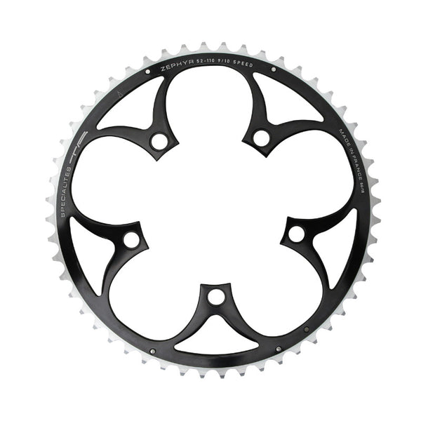 Plateau Route 5 branches Ø 110 Ta Zephyr 52 dents Extérieur Noir Alu 7075 Type Shimano 9-10V.