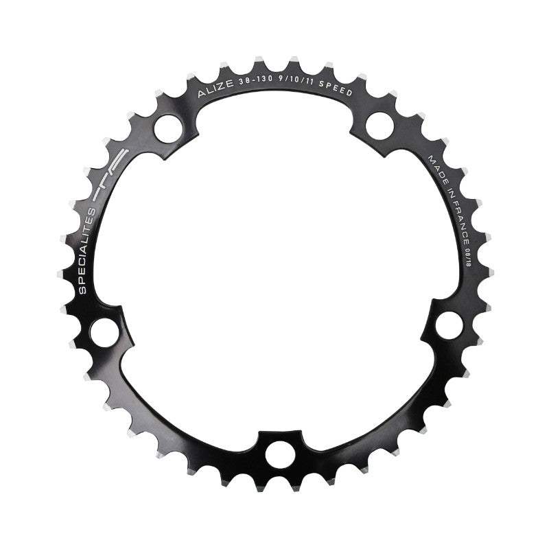 Plateau Route 5 branches Ø 130 Ta Alize 38 dents Intérieur Noir Alu 7075 Type Shimano 8-9-10V.