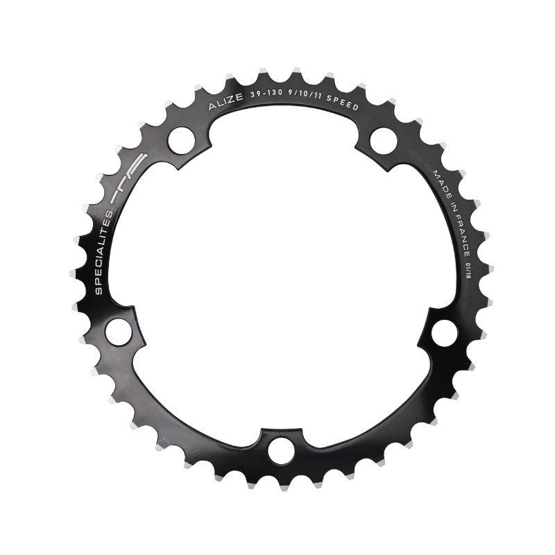 Plateau Route 5 branches Ø 130 Ta Alize 39 dents Intérieur Noir Alu 7075 Type Shimano 8-9-10V.