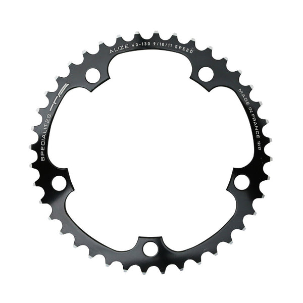 Plateau Route 5 branches Ø 130 Ta Alize 40 dents Intérieur Noir Alu 7075 Type Shimano 8-9-10V.