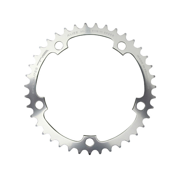 Plateau Route 5 branches Ø 130 Ta Alize 40 dents Intérieur Argent Alu 7075 Type Shimano 8-9-10V.