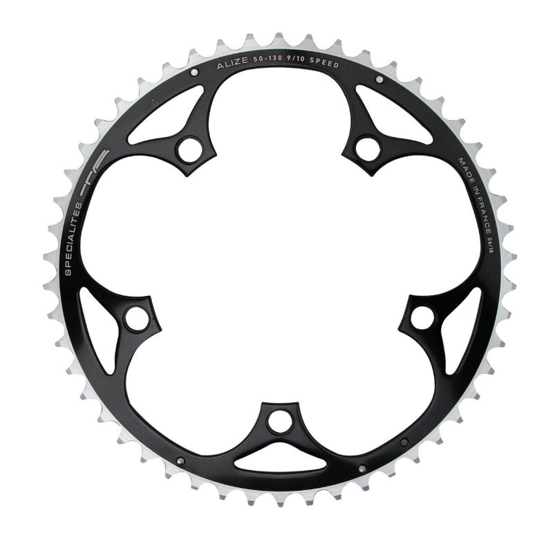 Plateau Route 5 branches Ø 130 Ta Alize 52 dents Extérieur Noir Alu 7075 Type Shimano 8-9-10V.
