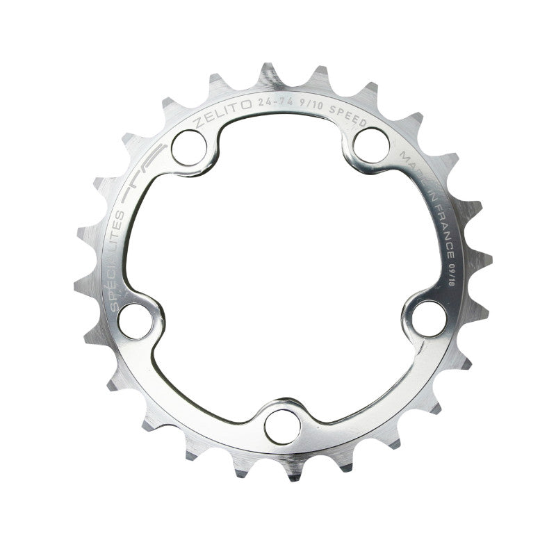 Plateau Route 5 branches Ø 74 Ta Zelito 30 dents Triple Intérieur Argent Alu 7075 Type Shimano 9-10V.