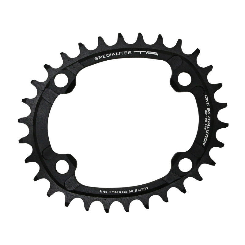 Plateau VTT 4 branches Ø 96 Pour Shimano Slx7000- Xt8000- Xtr9000 Ta One Ovalution 30 dents Mono Noir Mat Alu 10-11-12V.