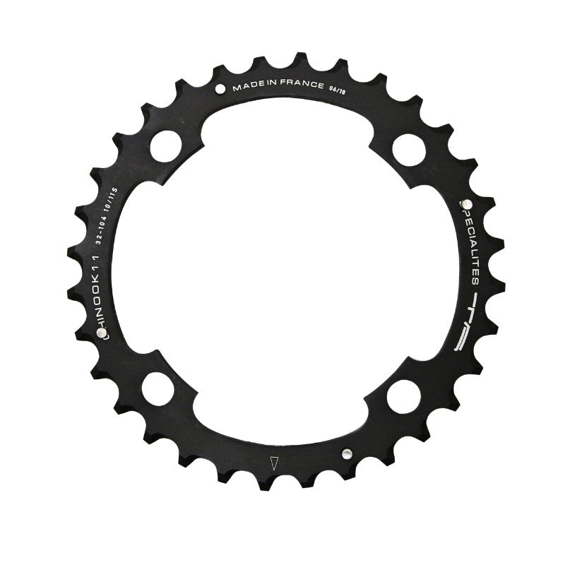 Plateau VTT 4 branches Ø 104 Ta Chinook Triple 44 dents Extérieur Noir Alu Pour Shimano - Sram - Race Face - Fsa 10-11V.