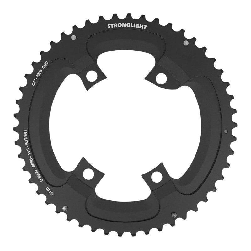 Plateau Route 4 branches Ø 110 Pour Shimano Ultegra R8000 - R8050 Stronglight 50 dents Extérieur Noir Ct2 11V. (Pour Plateau 34 dents)
