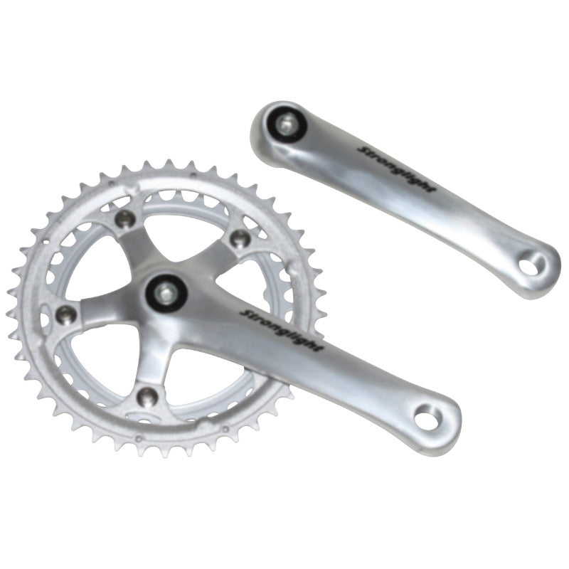Pédalier Route Stronglight 9-10V. Impact Argent 155 mm 42-34 Compatible 8V. (Axe Carré 107 mm)