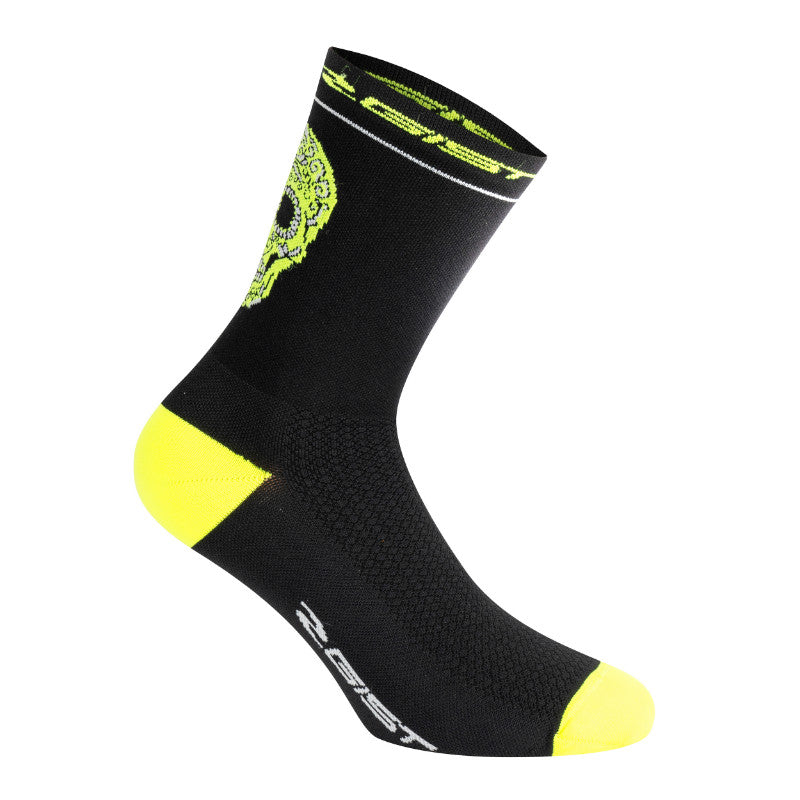 Chaussettes - Socquettes Été Gist Crane-Skull Noir-Jaune Fluo 40-43 - Hauteur 18 cm (Paire)