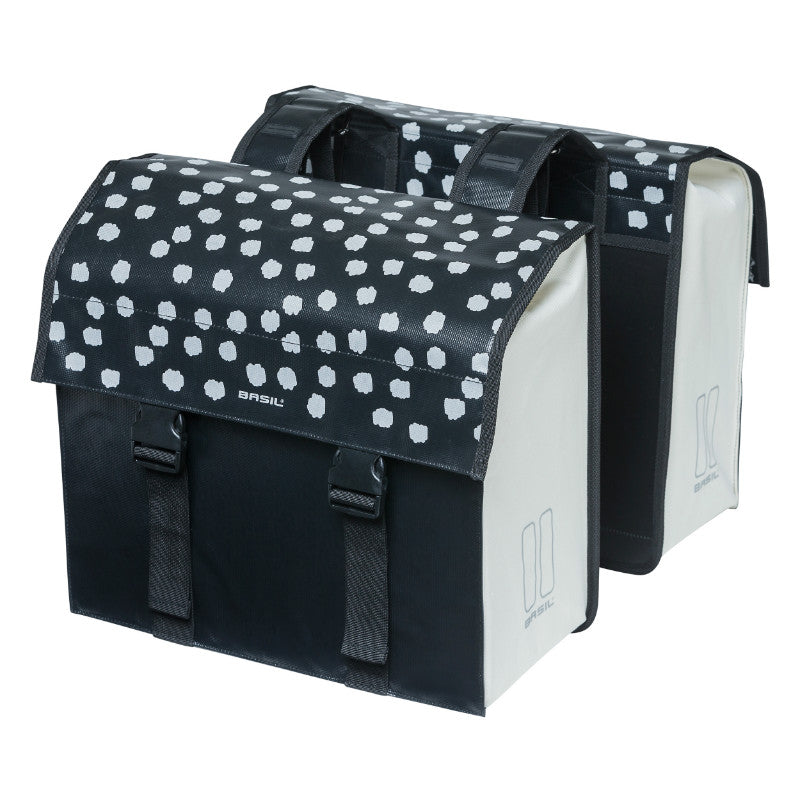 Sacoche Arrière Vélo Double Basil Urban Load Waterproof Noir-Blanc Reflective 48-53L (41X18X46 cm) Waterproof