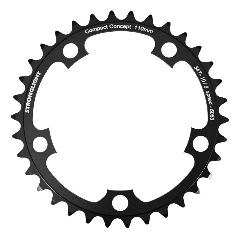 Plateau Route 5 branches Ø 110 Stronglight Dural 34 dents Intérieur Noir Type Shimano 10-9V.