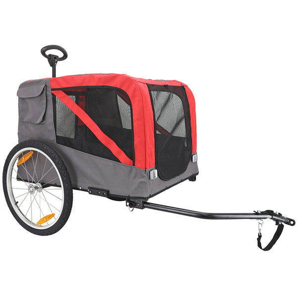 Remorque Vélo Utilitaire Maxi 45Kg Pliable Rouge-Gris Avec Roues 20" Fixation Axe De Roue Arrière - Fond Renforcé Pour T