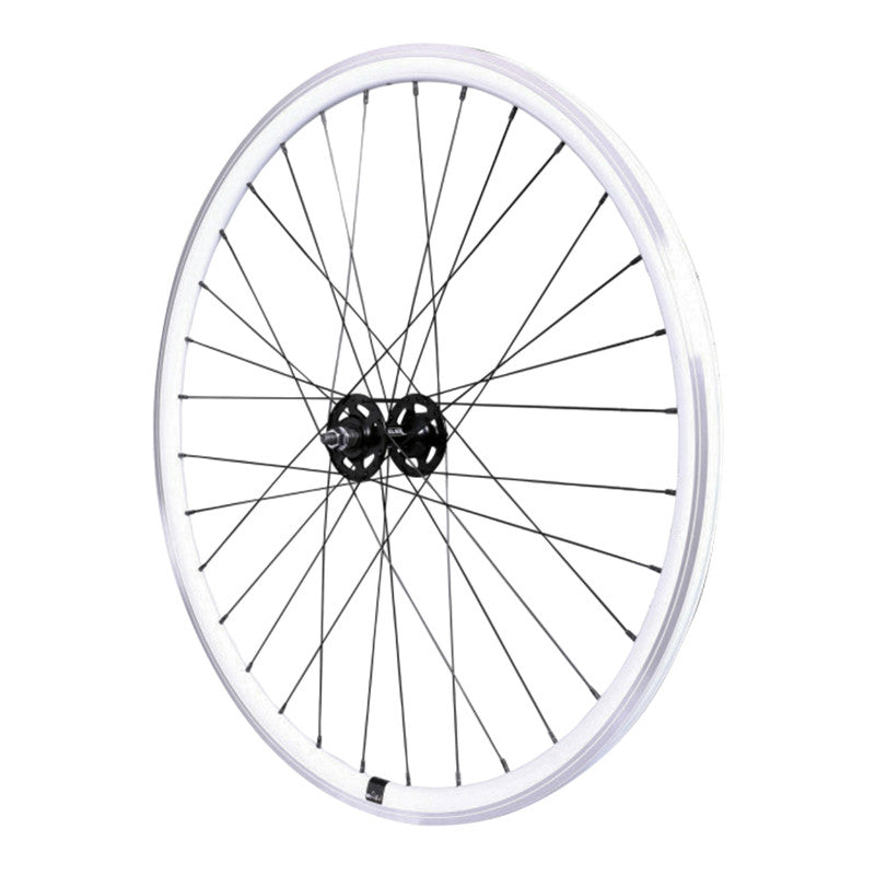Roue Route - Fixie Patin P2R Blanc Avant Avec Écrous Jante 17C Profil 28 mm