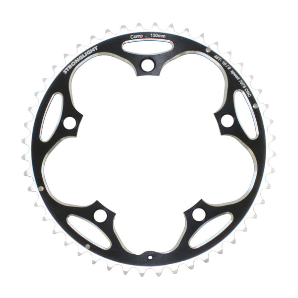 Plateau Route 5 branches Ø 130 Stronglight 48 dents Extérieur Noir Alu 7075 Type Shimano 9-10V.