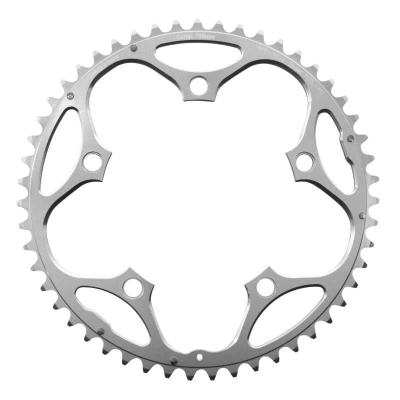 Plateau Route 5 branches Ø 130 Stronglight 51 dents Extérieur Argent Alu 7075 Type Shimano 9-10V.