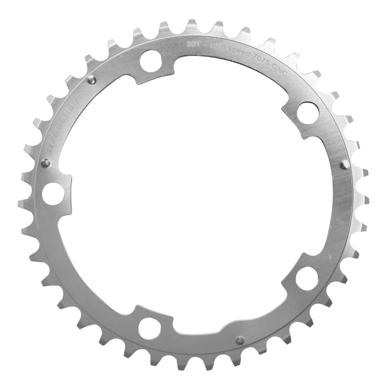 Plateau Route 5 branches Ø 130 Stronglight 39 dents Triple Milieu Argent Alu 7075 Type Shimano 9-10V.