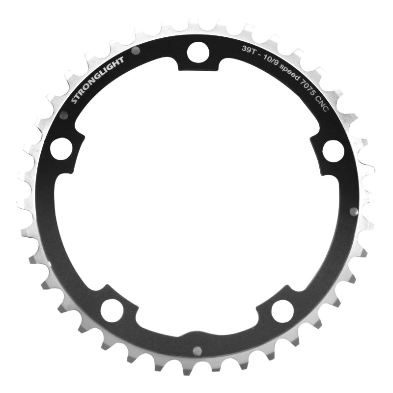 Plateau Route 5 branches Ø 130 Stronglight 39 dents Triple Milieu Noir Alu 7075 Type Shimano 9-10V.