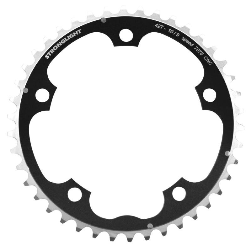 Plateau Route 5 branches Ø 130 Stronglight 42 dents Triple Milieu Noir Alu 7075 Type Shimano 9-10V.