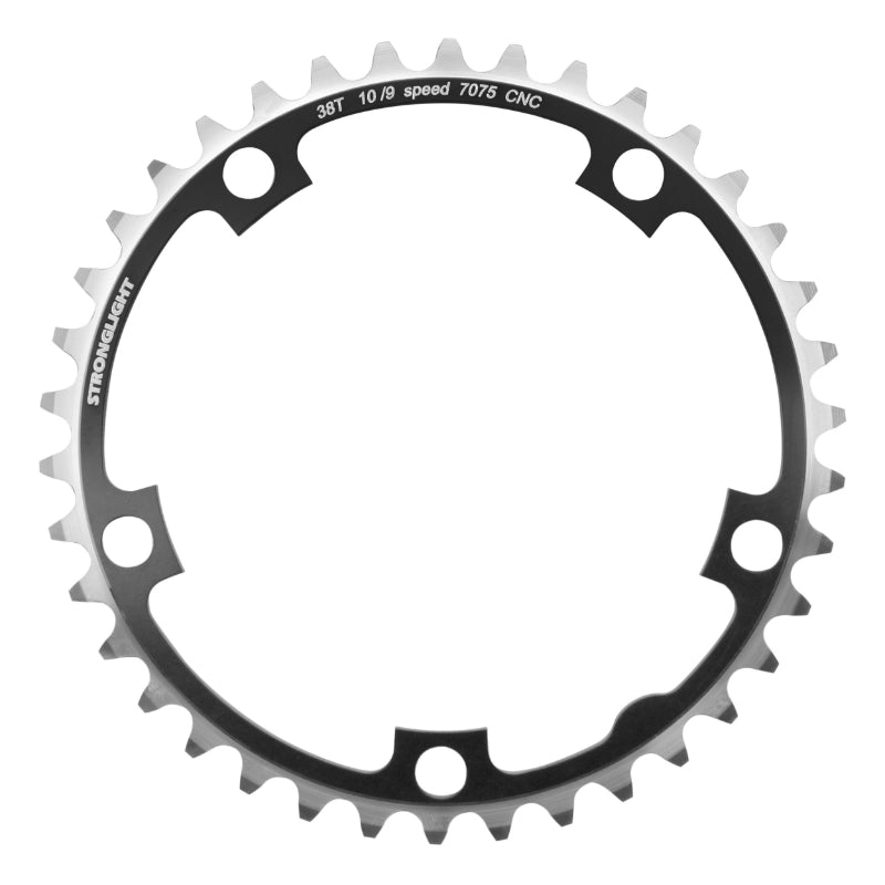 Plateau Route 5 branches Ø 130 Stronglight 38 dents Intérieur Noir Alu 7075 Type Shimano 9-10V.