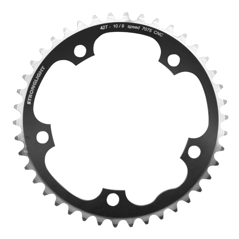 Plateau Route 5 branches Ø 130 Stronglight 42 dents Intérieur Noir Alu 7075 Type Shimano 11-10V.