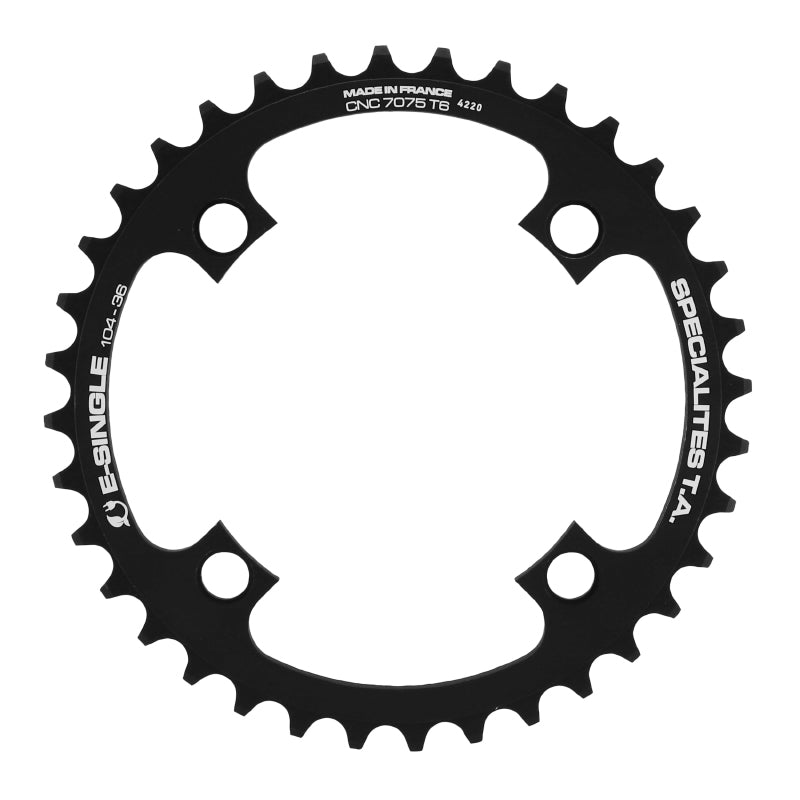 Plateau VAE-E-Bike 4 branches Ø 104 Pour Bosch - Brose - Yamaha - Giant - Shimano E-Steps Ta E-Single 36 dents Mono Noir