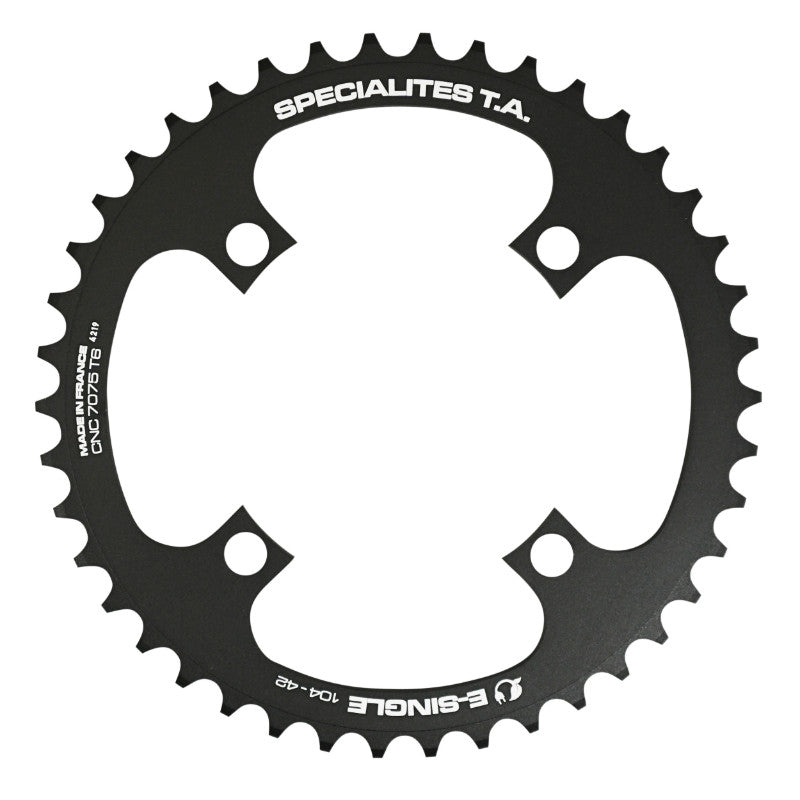 Plateau VAE-E-Bike 4 branches Ø 104 Pour Bosch - Brose - Yamaha - Giant - Shimano E-Steps Ta E-Single 42 dents Mono Noir