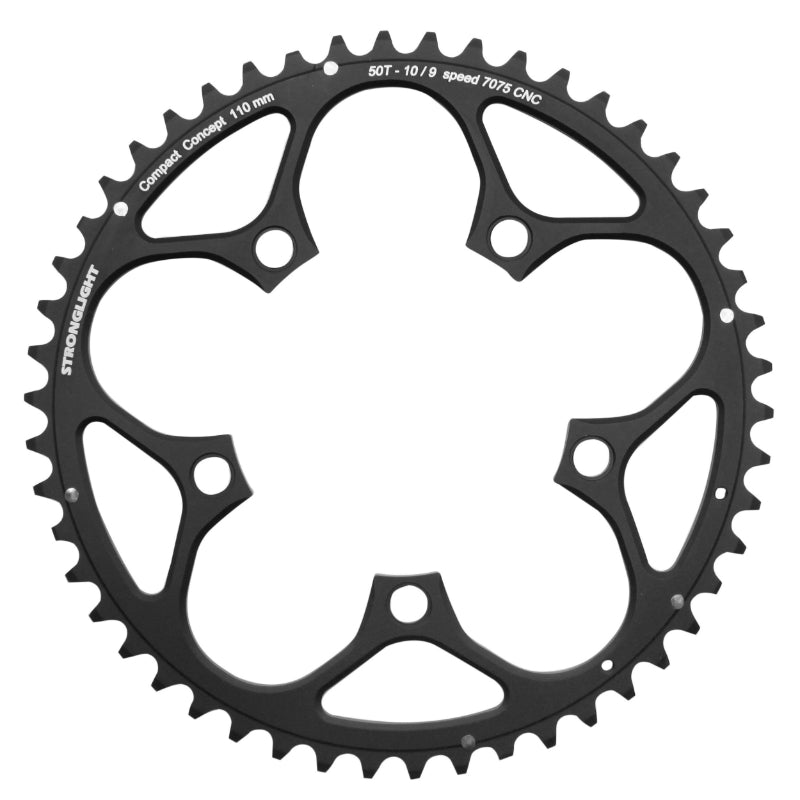 Plateau Route 5 branches Ø 110 Stronglight 50 dents Extérieur Noir Type Shimano 9-10-11V.