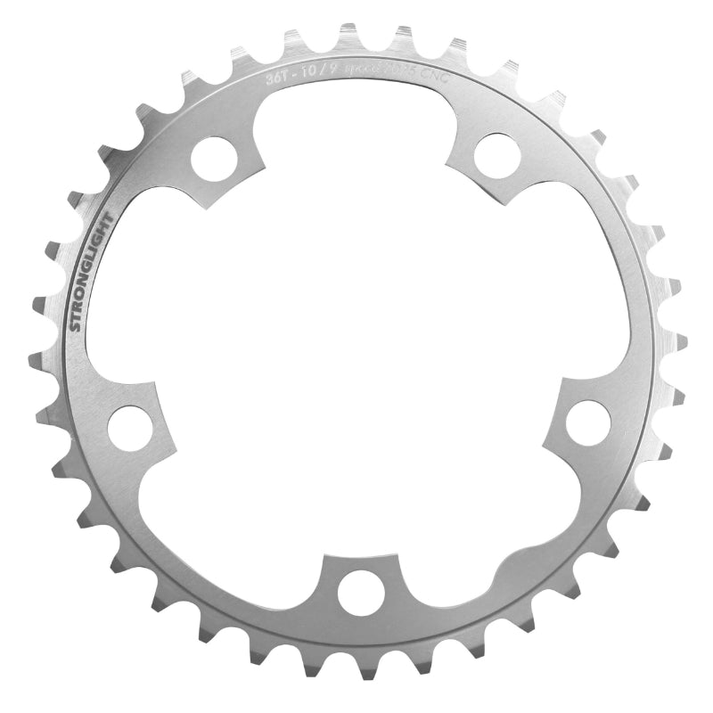 Plateau Route 5 branches Ø 110 Stronglight 36 dents Intérieur Argent Alu 7075 Type Shimano 9-10V.