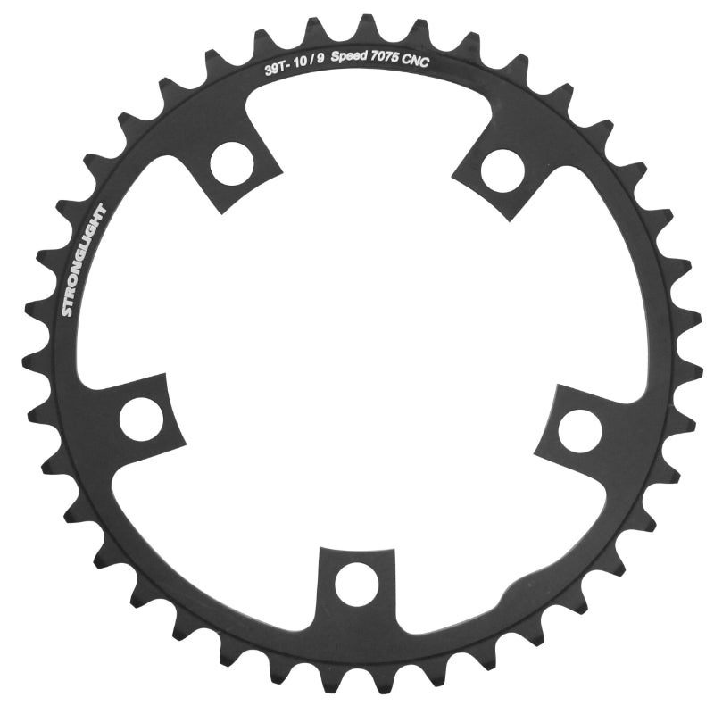 Plateau Route 5 branches Ø 110 Stronglight 39 dents Intérieur Noir Alu 7075 Type Shimano 9-10V.