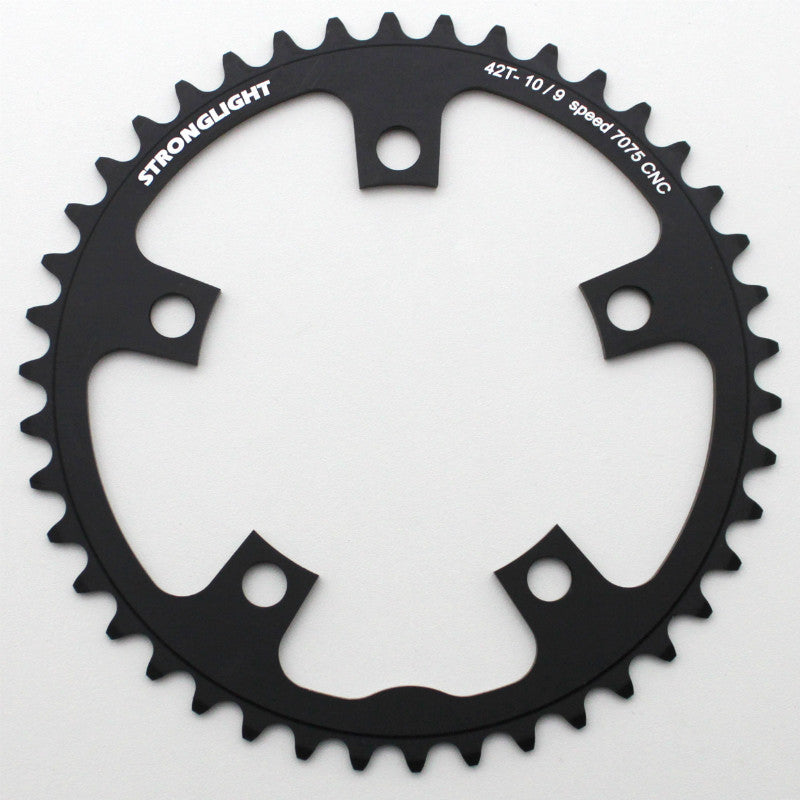 Plateau Route 5 branches Ø 110 Stronglight 42 dents Intérieur Noir Alu 7075 Type Shimano 9-10V.
