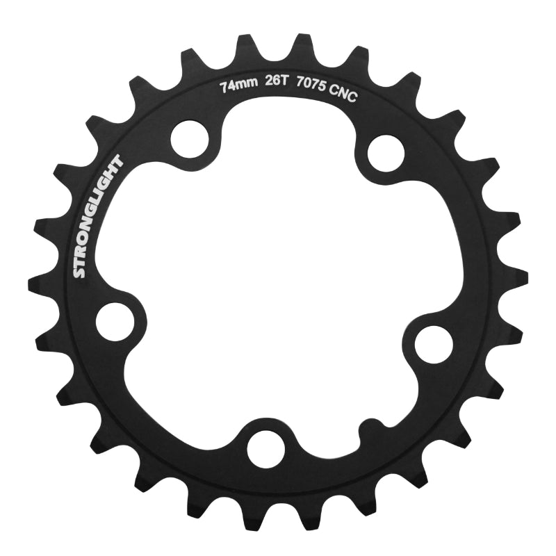 Plateau Route 5 branches Ø 74 Stronglight 26 dents Triple Noir Alu 7075 9-10V.