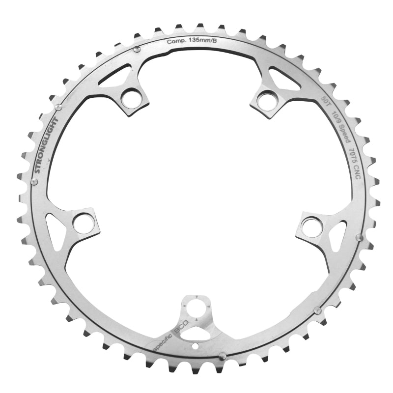 Plateau Route 5 branches Ø 135 Stronglight Ultra Torque 50 dents Extérieur Campagnolo Argent Alu 7075 Centaur Carbon-Veloce Et Mirage-Fulcrum R 9-10V.