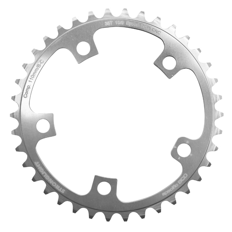 Plateau Route 5 branches Ø 110 Stronglight Ultra Torque 38 dents Intérieur Campagnolo Argent Alu 7075 10V.