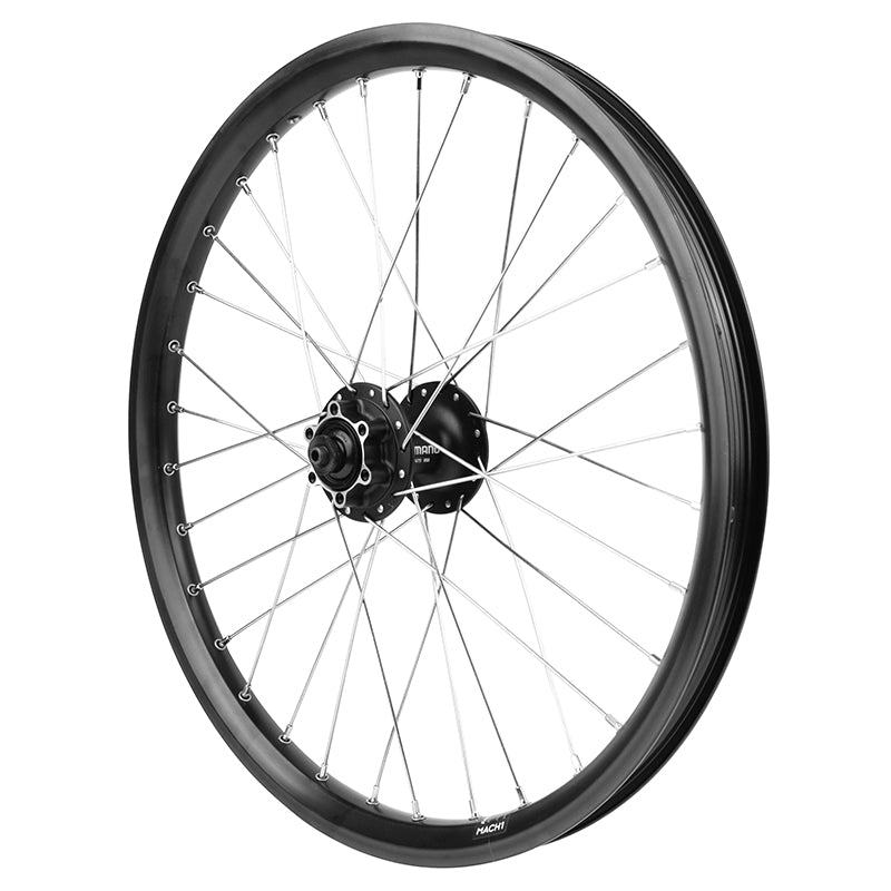 Roue VTT - Cargo - VAE - E-Bike - Longtail Disque Blocage 20" Kargo L Avant Noir Moyeu Shimano M475 6 Trous (Renforcé) Rayon INOX -Poids Max 225 Kg-
