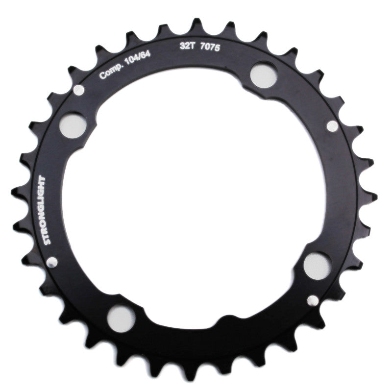 Plateau VTT 4 branches Ø 104 Stronglight Triple 32 dents Milieu Noir Alu - Épaisseur 4 mm 8-9V.