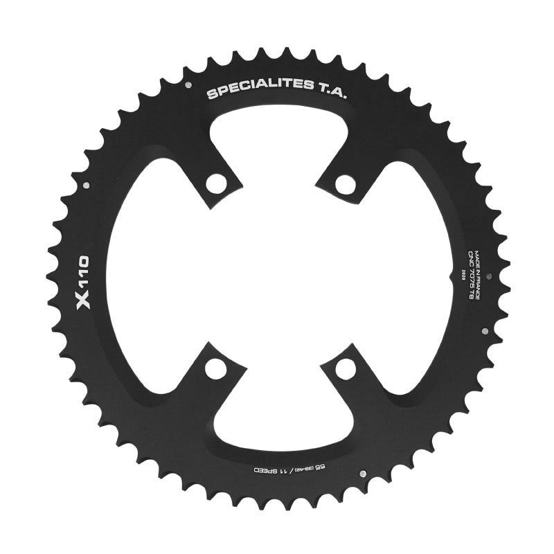 Plateau Route 4 branches Ø 110 Pour Shimano Ultegra R8000 - 6800 Ta X110 55 dents Extérieur Compatible Shimano 105 5800+R7000-Dura Ace 9000+9100 Noir 11V. (Penser A Commander Le Kit Intravis Correspondant)