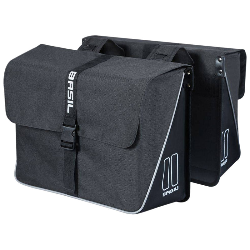 Sacoche Arrière Vélo Double Basil Forte 35L Noir (41X15X43 cm) Universel Pour VTC Et VAE