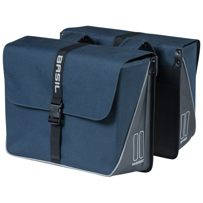 Sacoche Arrière Vélo Double Basil Forte 35L Bleu Navy (41X15X43 cm) Universel Pour VTC Et VAE