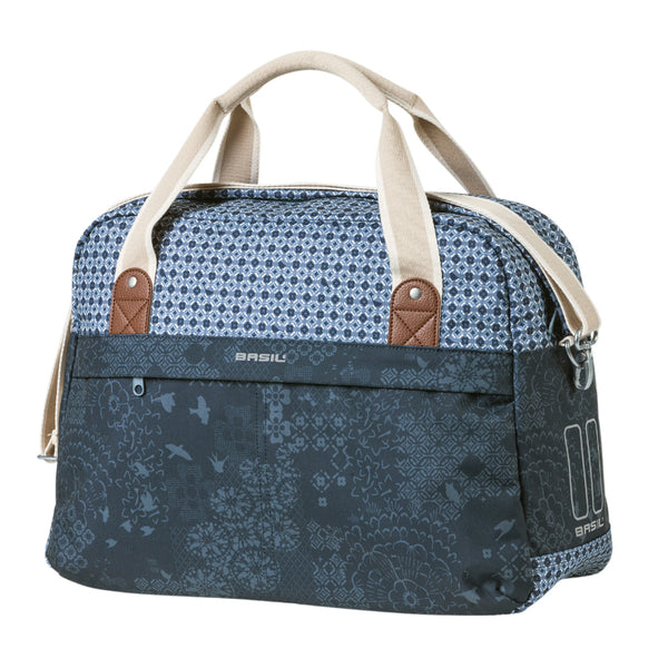 Sac A Main Vélo Basil Boheme 18L Bleu Indigo Fixation Rapide Hook-On Sur Porte Bagage Avant-Arrière (44X17X31 cm)