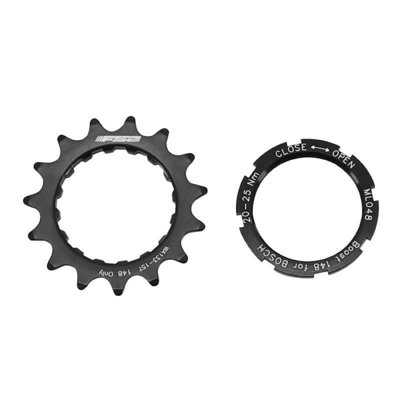 Pignon Compatible Bosch 15 dents (Avec Deport-Epaulement 2,5 mm) Fsa Noir Pour Chaîne 2.38 - Livre Avec Contre Écrou
