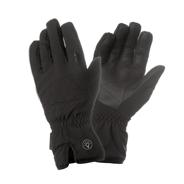 Gants Vélo City Long Tucano Lux Lady Noir Taille L Avec Éclairage LED Usb Intégré (Paire Sur Carte)