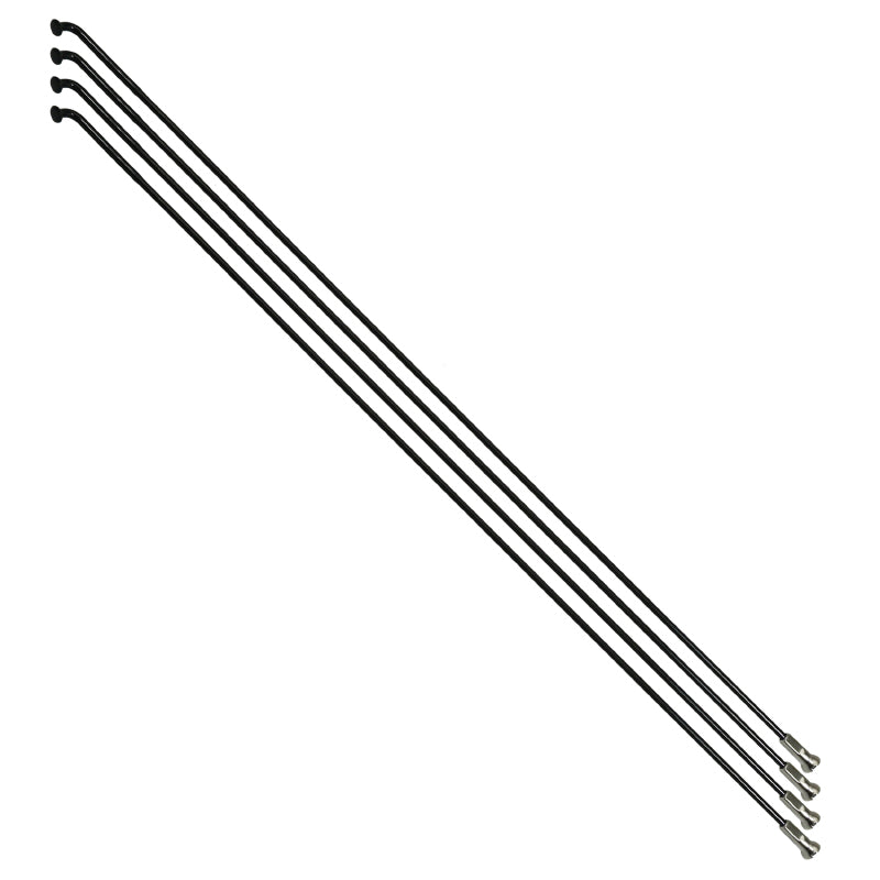 Rayon Renforcé INOX Noir 2,0 mm Avec Tête Coudée En 2,3 mm L 282 mm Sapim Avec Écrou (Vendu Par 4)