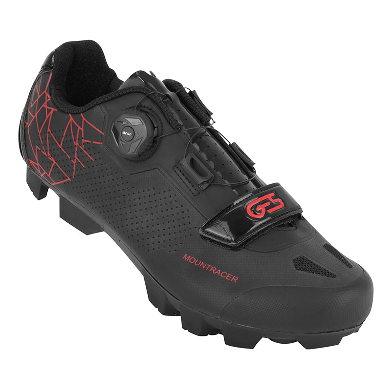 Chaussure VTT Ges Mountracer2 Noir-Rouge T42 Fixation Microclip Atop-Velcro Compatible SPD (Paire)