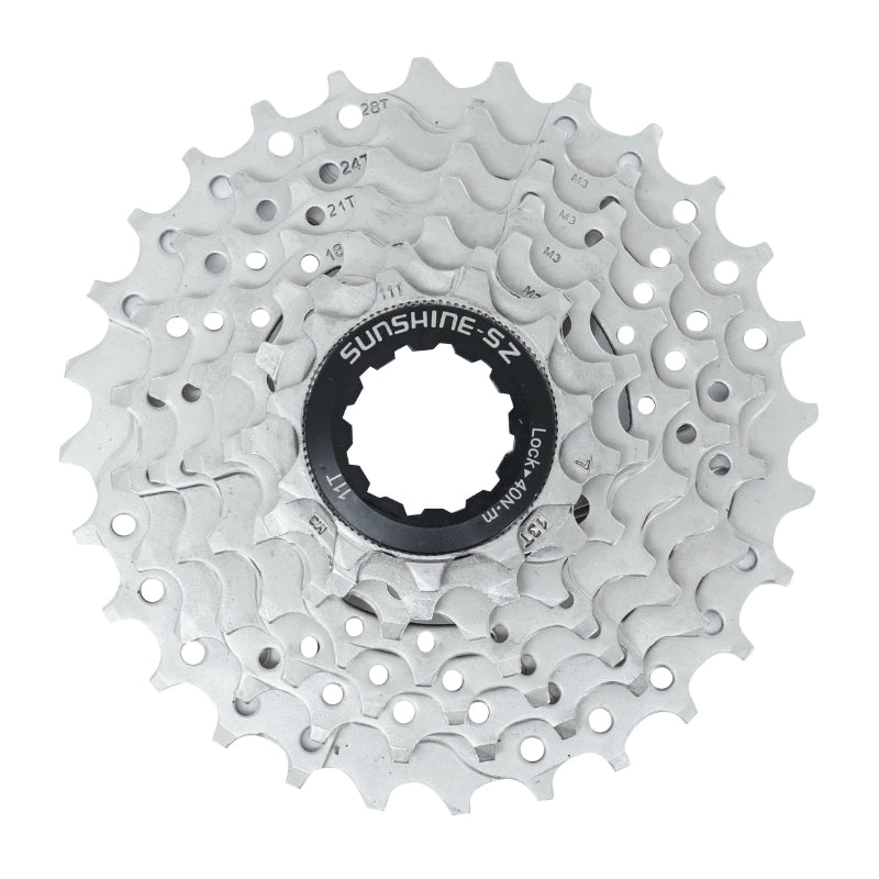 Cassette 7V. P2R 11-28 Pour Shimano-Sram VTT Argent (11-13-15-18-21-24-28)