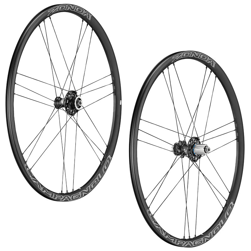 Roues Route Disque 700 Campagnolo Zonda Centerlock Noir Cassette Campa 12-11-10V Axe Traversant (Paire) 18-21 Rayons Jan