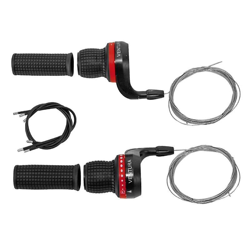 Manette VTT Ventura Gripshift 3 X 7V. (Paire) Avec Revetements - Poignée Tournante