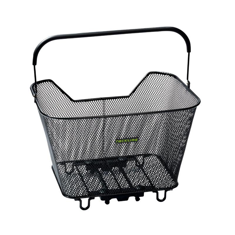 Panier Arrière Fil Acier Racktime Bask It Noir Avec Anse Sur Porte Bagage (43X29X31 cm) - Compatible Systeme Racktime Snapit