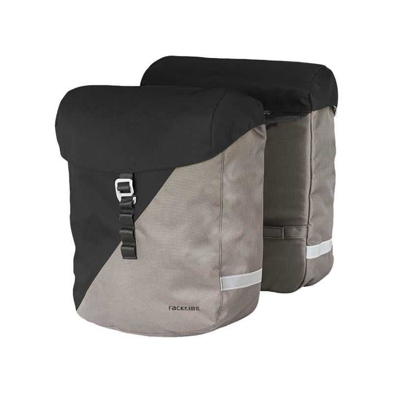 Sacoche Arrière Vélo Double Racktime Vida 2.0 24L Noir Et Pierre (32X14X36 cm) - Compatible Systeme Racktime Snapit 2.0