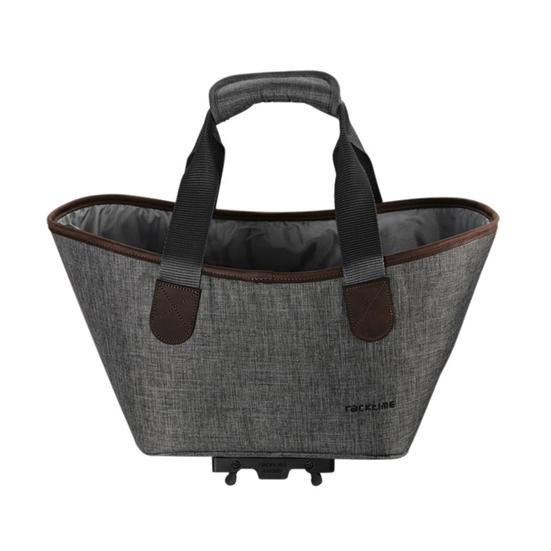 Panier-Sac A Main Vélo Racktime Agnetha Gris Fixation Porte Bagage (L 34 cm X L 26 cm X H 37 cm) - Compatible Systeme Racktime Snapit
