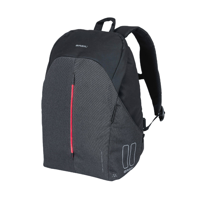 Sacoche Arrière Sac A Dos Vélo Laterale Basil B-Safe Nordlicht Gris Graphite 13L Waterproof Fixation Hook Sur Porte Bagage Avec Éclairage Intégré LED Fixe-Clignotant